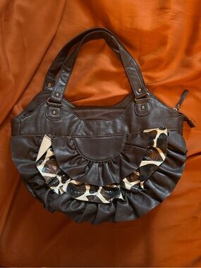 GAL imitation leather hobo bag with snake ruffle